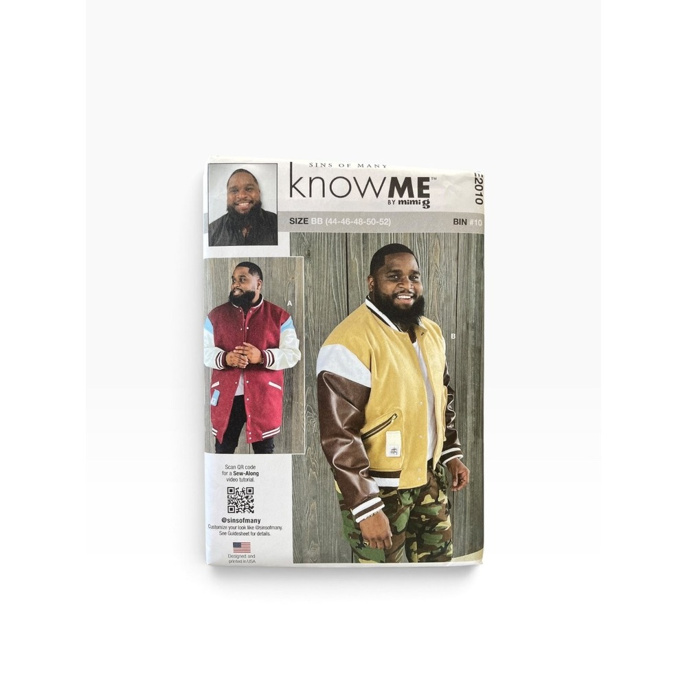 Know Me ME2010 Varsity Bomber Jacket Men Size BB 44-52 Sewing Pattern Uncut